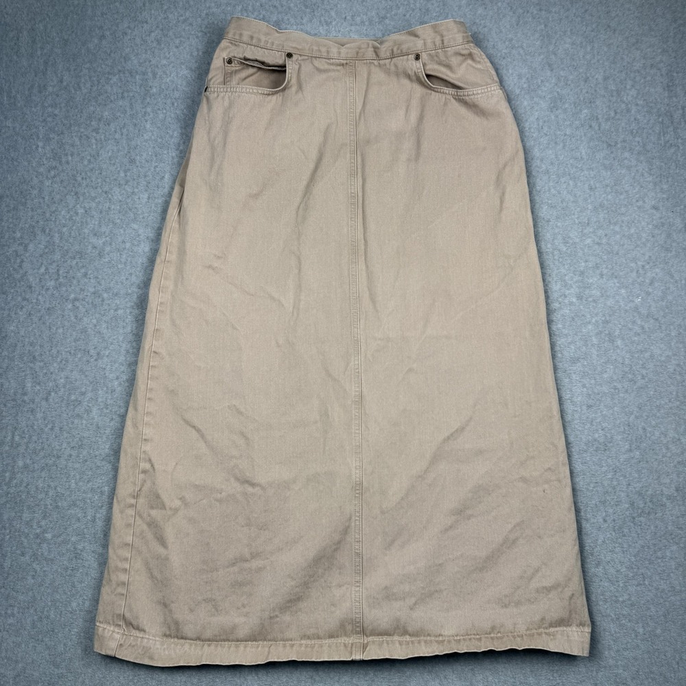 VTG‎ Jones New York Country Maxi Skirt Womens 12 Tan Cotton 90s Twill Back Slit